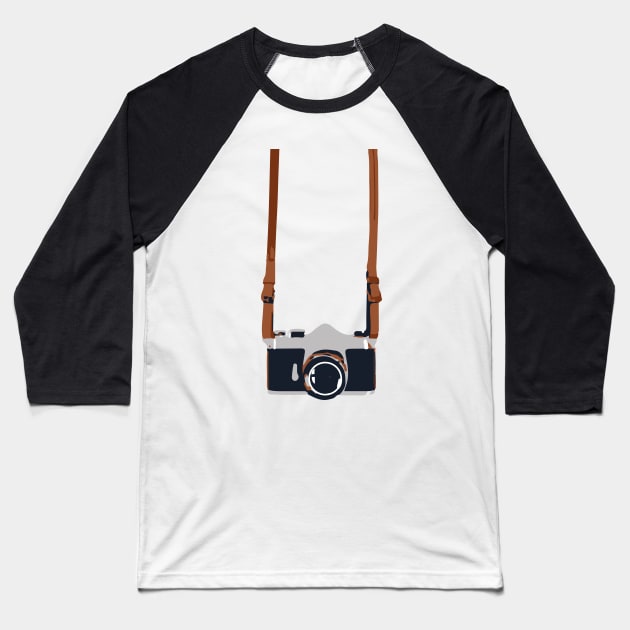 camera on strap Baseball T-Shirt by nomadearthdesign